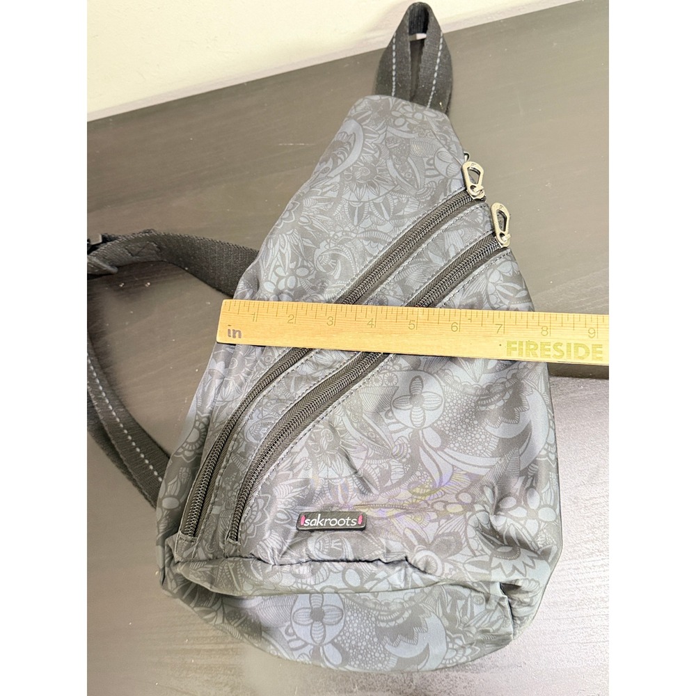 Sakroots Gray Floral Paisley On The Go Sling Backpack Black Spirit Desert Bag - Picture 7 of 7